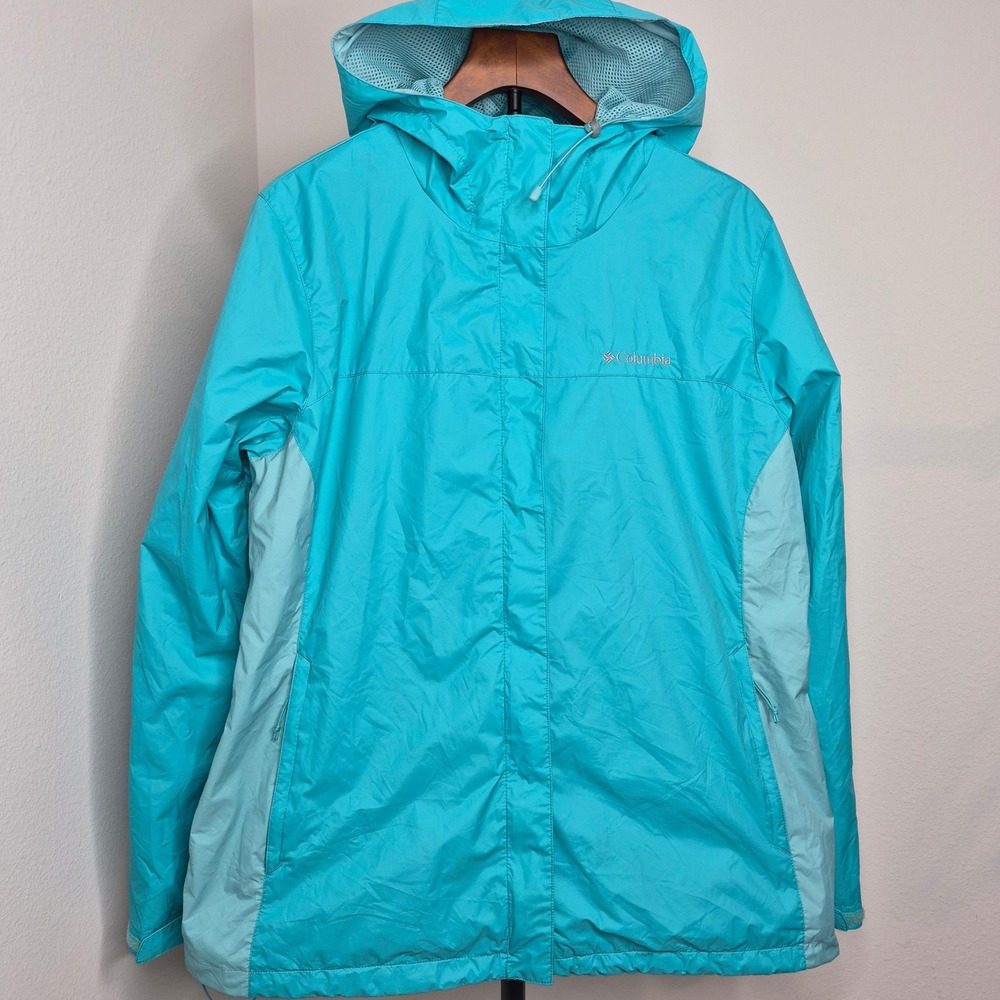 Columbia Switchback‎ III Rain Jacket Turquoise Blue Windbreaker XL Gorpcore Hike